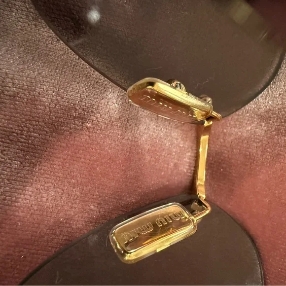 MIUMIU Gold and Brown Sunglasses Modern Rimless Design - Picture 2 of 9